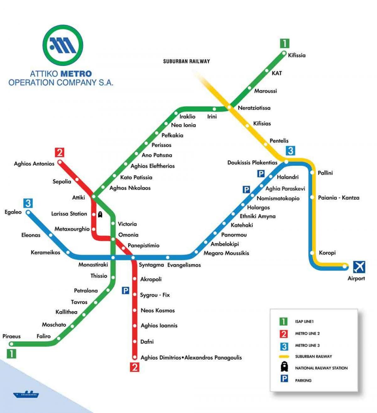 map of Athens airport metro