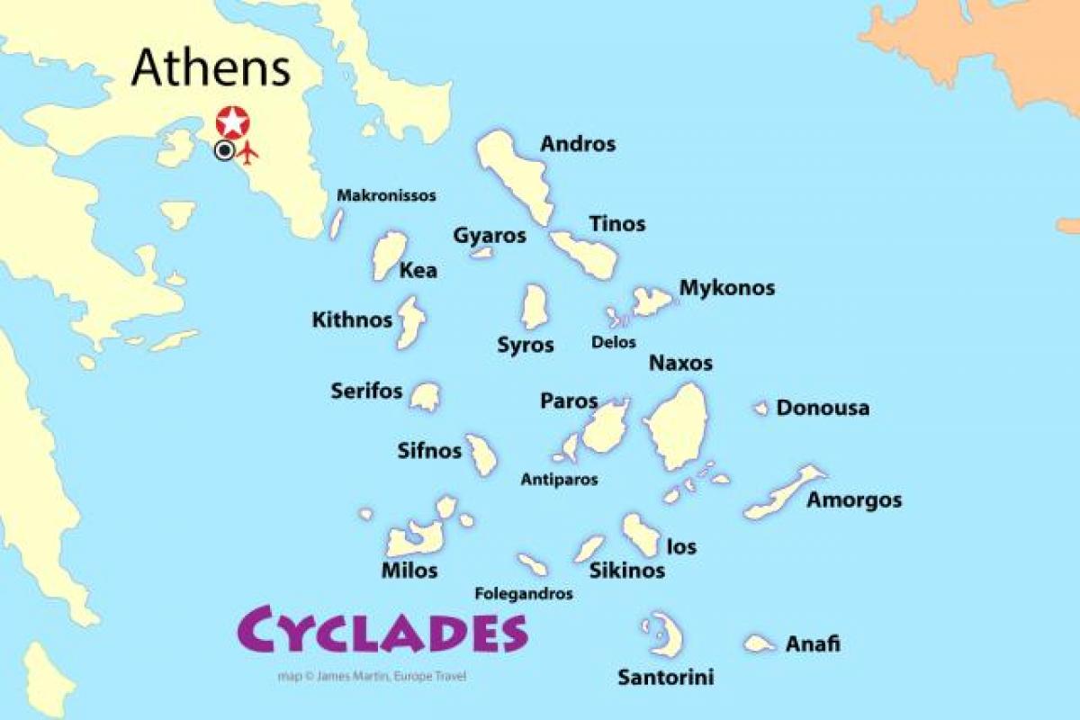 Athens islands map - Greek islands near Athens map (Greece)