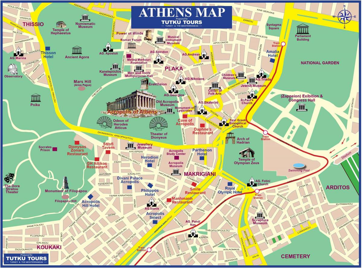 Athens points of interest map