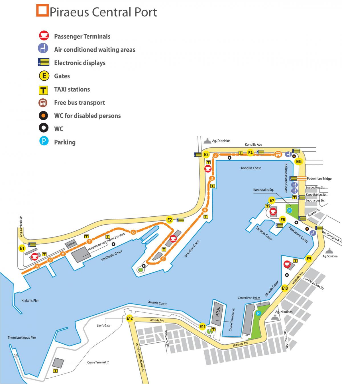Athens ports map