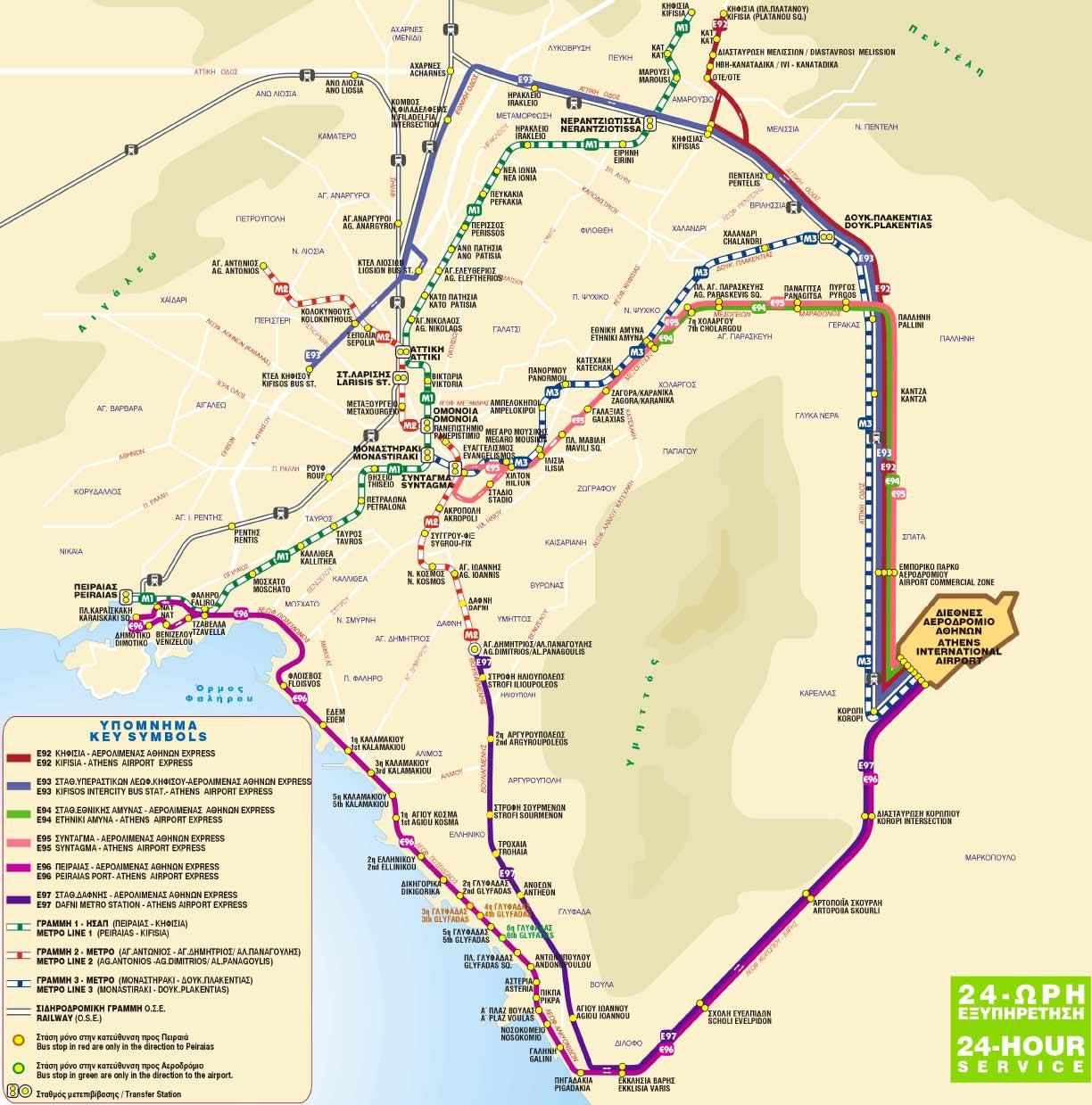 athens buses map