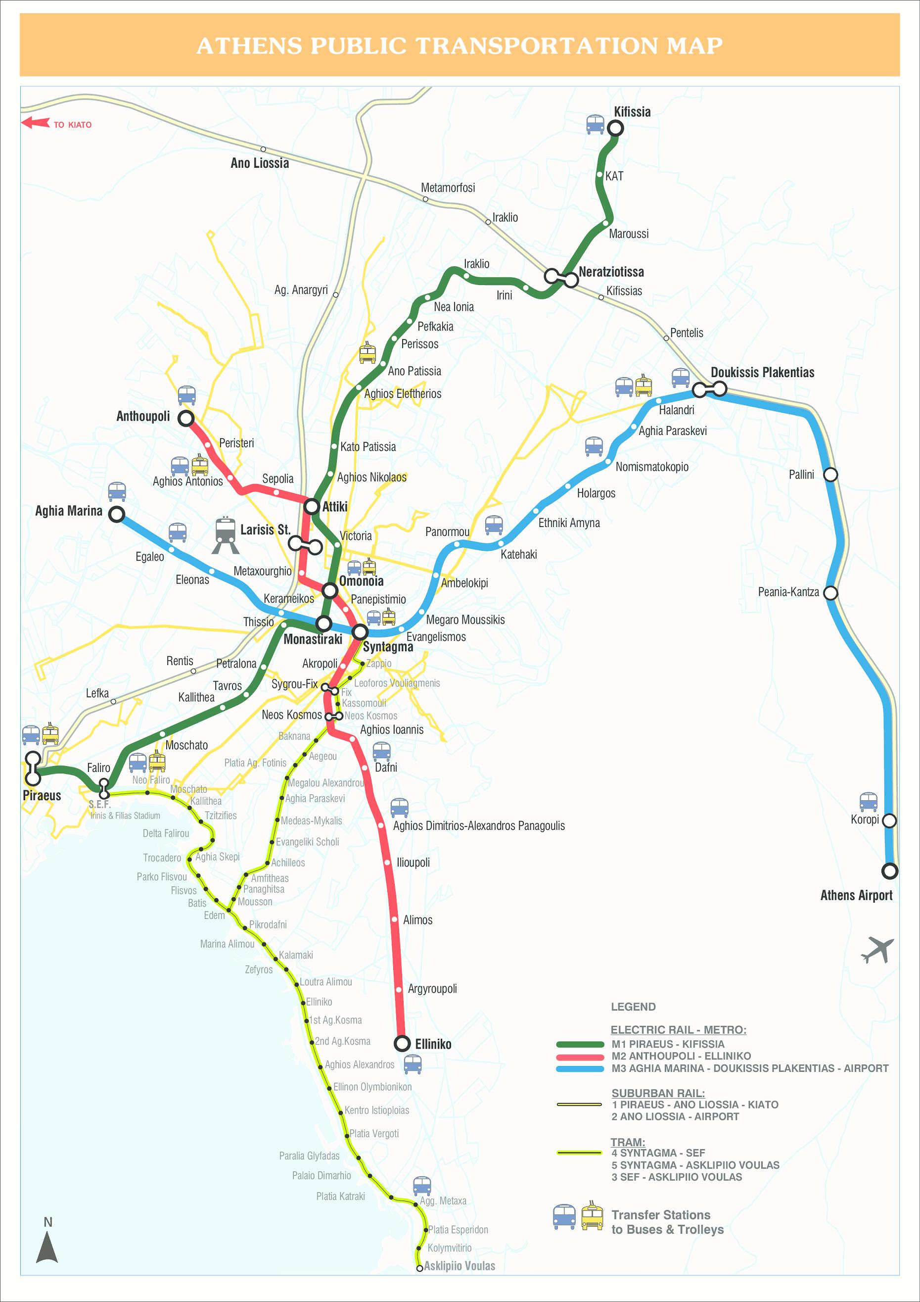 Athens train map - Athens train station map (Greece)