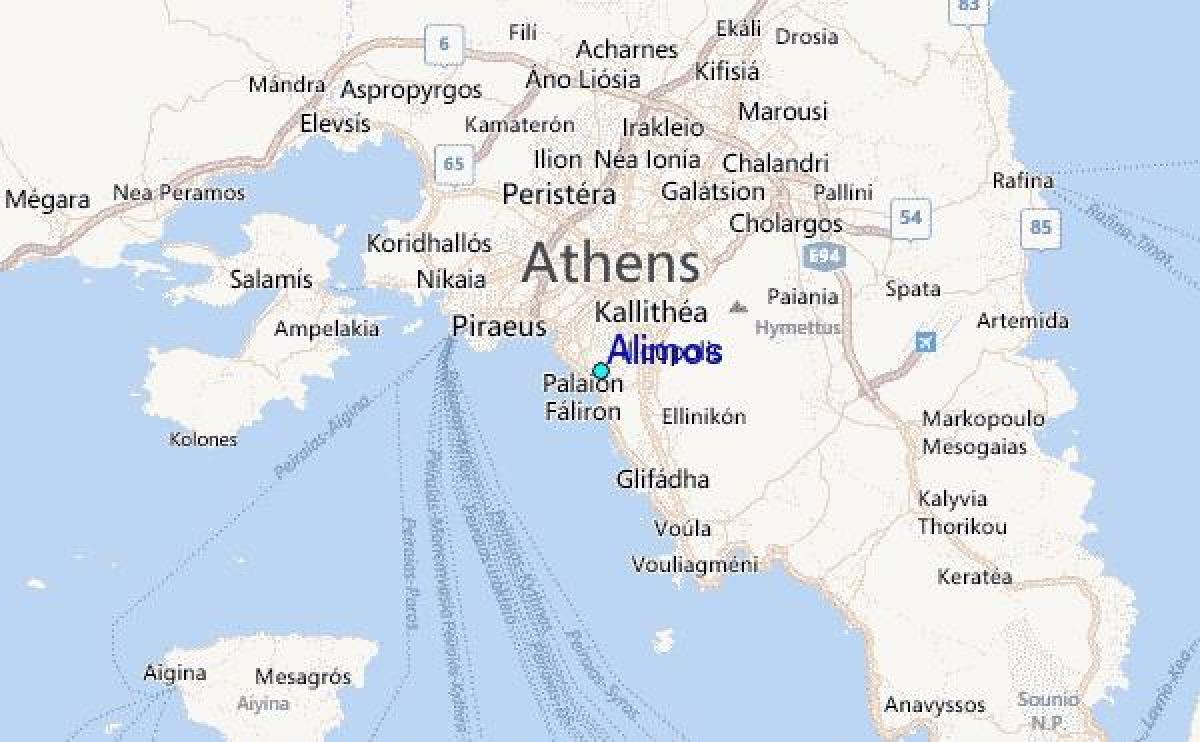 Alimos Athens map Map of alimos Athens (Greece)