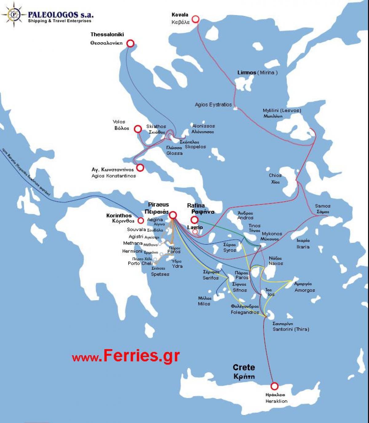 map of Athens ferry