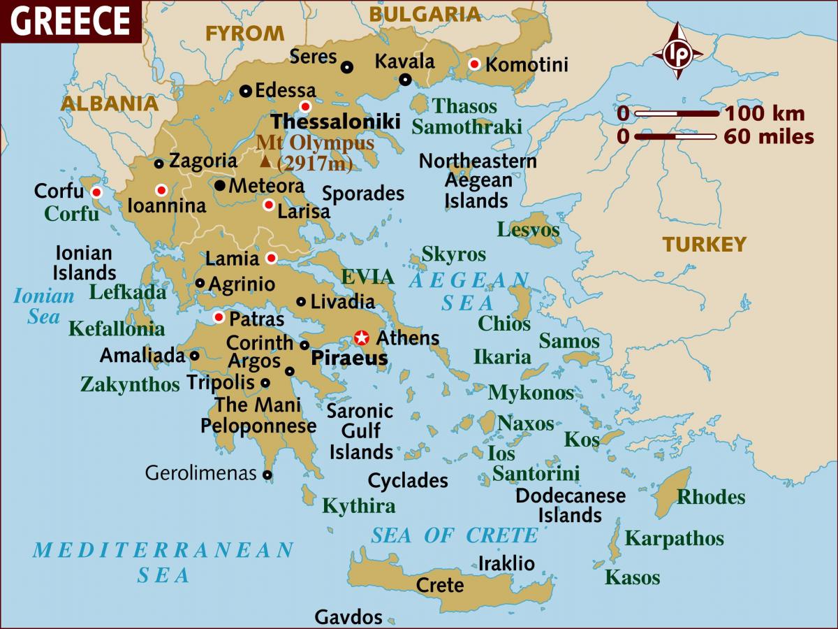 capital of greece map