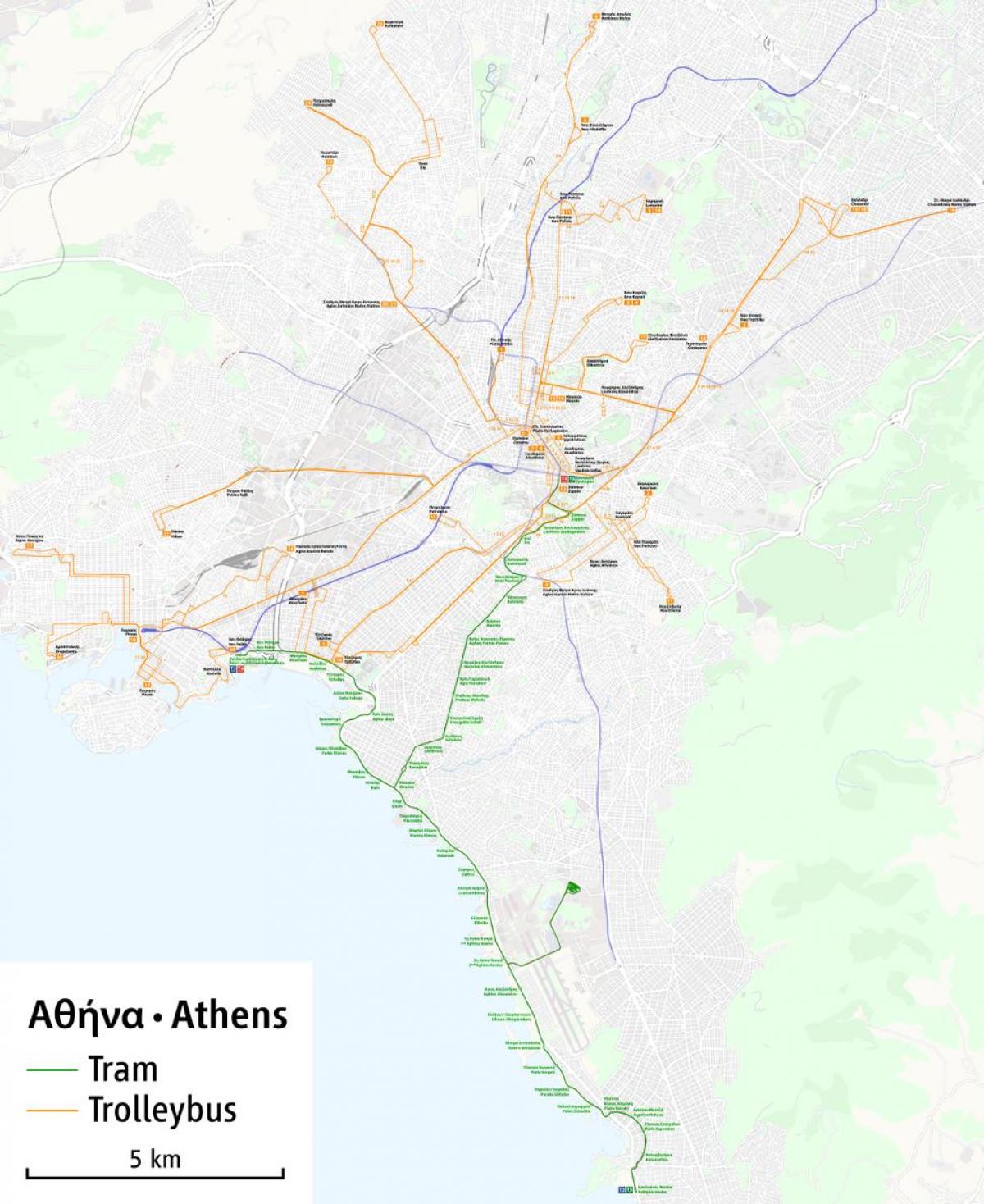 Athens trolleybus route map