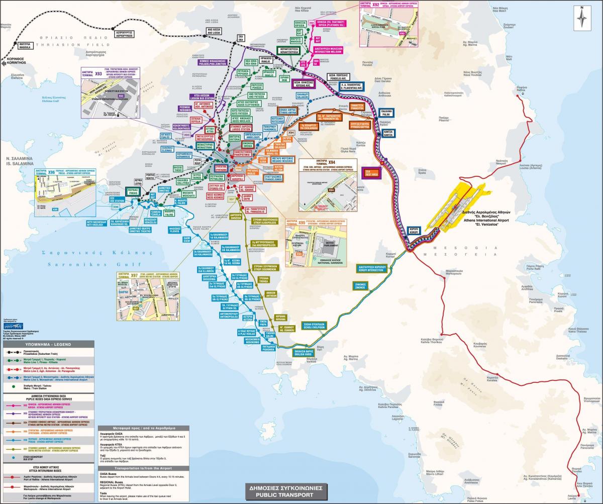 Athens x96 bus route map