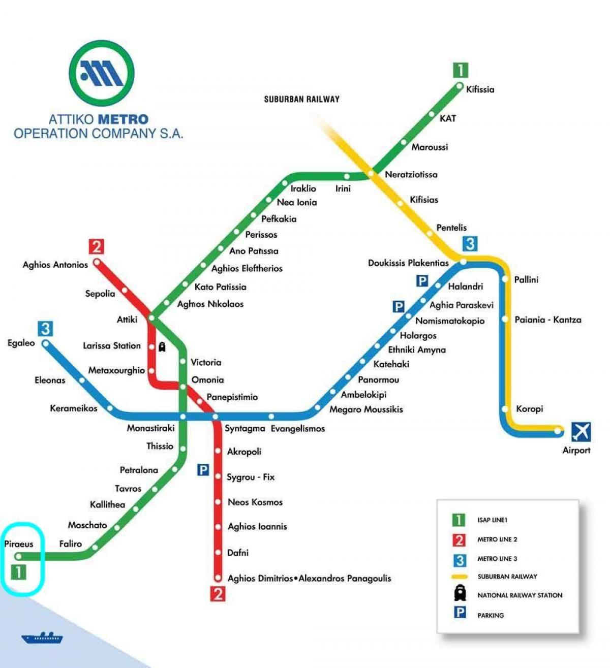 map of piraeus metro station 