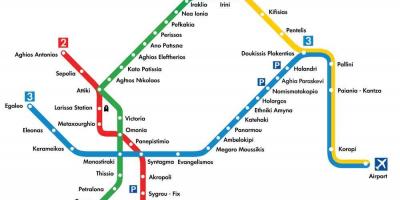Map of Athens airport metro